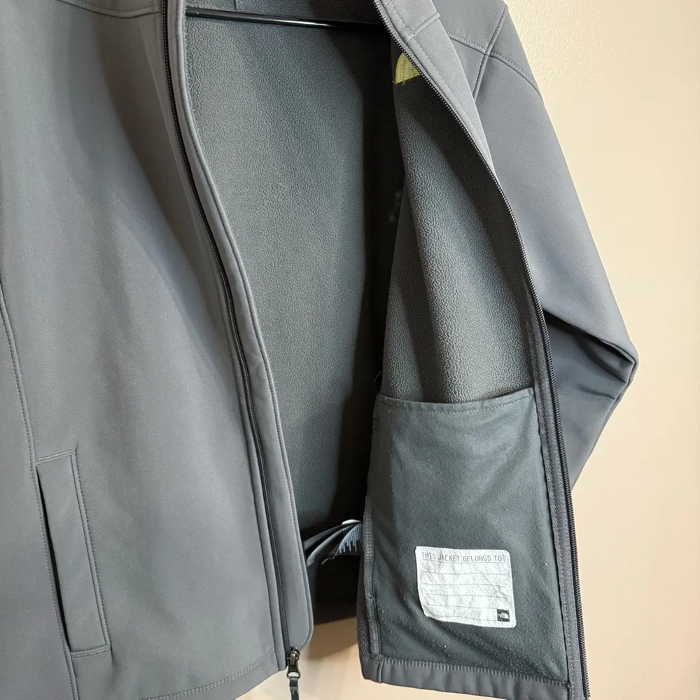 The North Face Grey Zip Soft Shell‎ Fleece Lined Jacket Boys Youth L (14-16)